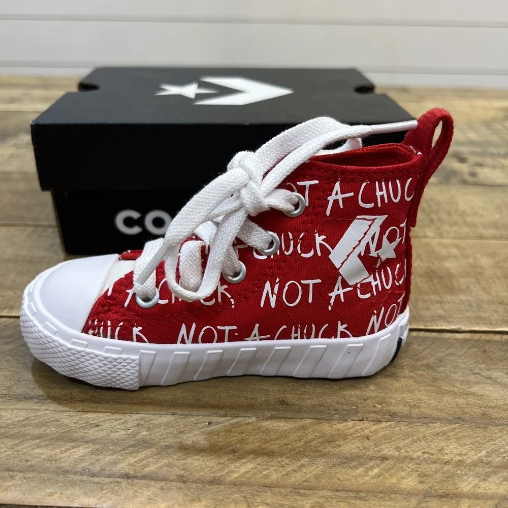 CONVERSE High Top Not A Chuck Red/White Canvas  A05339F Size 5 Infant